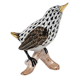 Herend   Animals   Birds - Herend House Wren Black