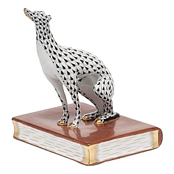 Herend   Animals   Dogs - Herend Greyhound Bookend Left Black