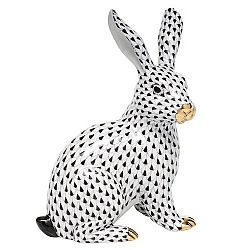 Herend   Animals   Rabbits - Herend Large Sitting Bunny Black