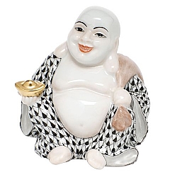 Herend   Home Decor   Figurines - Herend Small Laughing Buddha Black