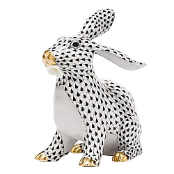 Herend   Animals   Rabbits - Herend Bunny with daisy Black