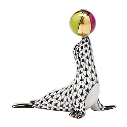 Herend   Animals   Aquatic - Herend Sea Lion W/ball Black