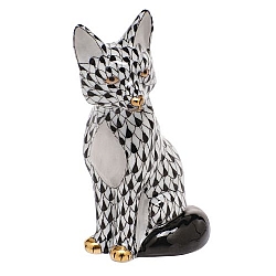 Herend   Animals   Wildlife - Herend Sitting Fox Black