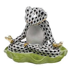 Herend   Animals   Frog - Herend Yoga Frog Black