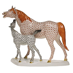 Herend   Animals   Horse - Herend Standing Foal & Mare Multicolor