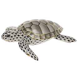 Herend   Animals   Aquatic - Herend Loggerhead Turtle Black