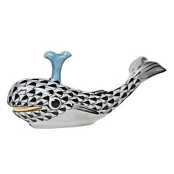 Herend   Animals   Aquatic - Herend Baby Whale W/spout Black