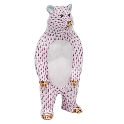 Herend   Animals   Bear - Herend Standing Bear Raspberry