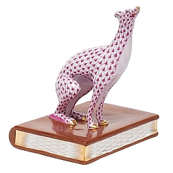 Herend   Animals   Dogs - Herend Greyhound Bookend Right Raspberry