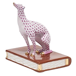 Herend   Animals   Dogs - Herend Greyhound Bookend Left Raspberry