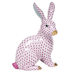 Herend   Animals   Rabbits - Herend Large Sitting Bunny Raspberry