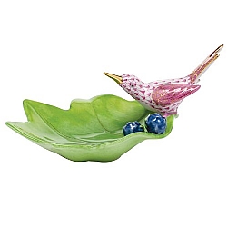 Herend   Animals   Birds - Herend Hummingbird On Leaf Raspberry