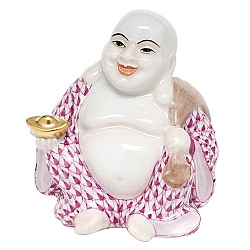 Herend   Home Decor   Figurines - Herend Small Laughing Buddha Raspberry