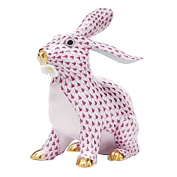 Herend   Animals   Rabbits - Herend Bunny with daisy Raspberry