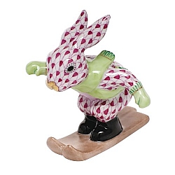 Herend   Animals   Rabbits - Herend Ski Bunny Raspberry