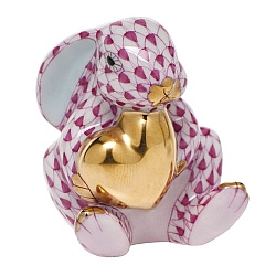 Herend   Animals   Rabbits - Herend Bunny with heart Raspberry