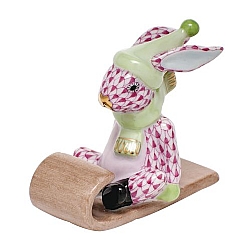 Herend   Animals   Rabbits - Herend Sledding Bunny Raspberry