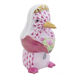 Herend   Animals   Birds - Herend Penguin Bride Raspberry