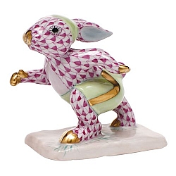 Herend   Animals   Rabbits - Herend Running Bunny Raspberry