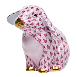 Herend   Animals   Rabbits - Herend Sitting Lop Ear Bunny Raspberry