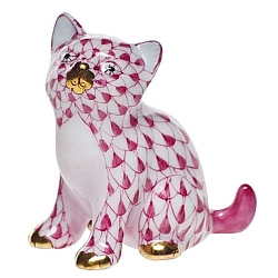 Herend   Animals   Cats - Herend Sitting Kitty Raspberry