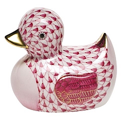 Herend   Animals   Ducks - Herend Rubber Ducky Raspberry