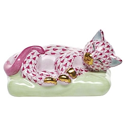 Herend   Animals   Cats - Herend Sweet Dreams Raspberry