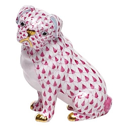 Herend   Animals   Dogs - Herend Sitting Pug Raspberry