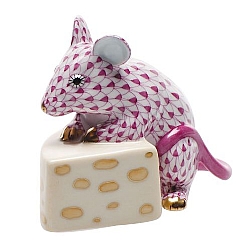 Herend   Animals   Little Animals - Herend Mouse With Cheese Raspberry