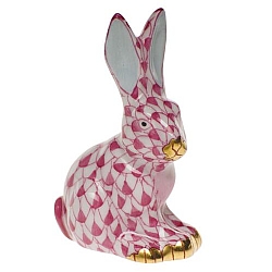 Herend   Animals   Rabbits - Herend Miniature Sitting Rabbit Raspberry