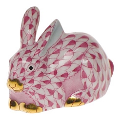 Herend   Animals   Rabbits - Herend Miniature Lying Rabbit Raspberry