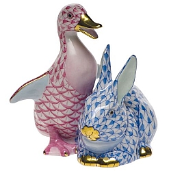 Herend   Animals   Rabbits - Herend Duckling & Bunny Multicolor