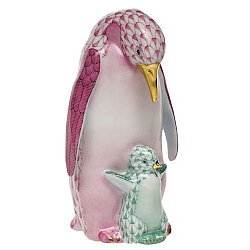 Herend   Animals   Birds - Herend Penguin with baby Multicolor