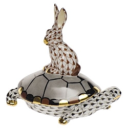 Herend   Animals   Aquatic - Herend Sm Tort & Hare Multicolor