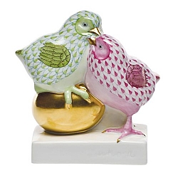 Herend   Animals   Farm - Herend Pair Of Chicks On Golden Egg Multicolor