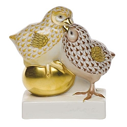 Herend   Animals   Farm - Herend Pair Of Chicks On Golden Egg Multicolor