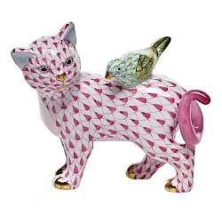 Herend   Animals   Cats - Herend The Odd Couple Multicolor Raspberry