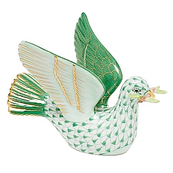 Herend   Animals   Birds - Herend Peace Dove with branch Green