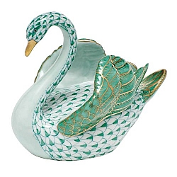 Herend   Animals   Birds - Herend Swan Green