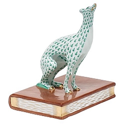 Herend   Animals   Dogs - Herend Greyhound Bookend Right Green