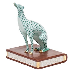 Herend   Animals   Dogs - Herend Greyhound Bookend Left Green