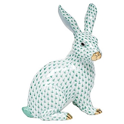 Herend   Animals   Rabbits - Herend Large Sitting Bunny Green