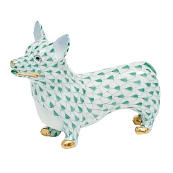 Herend   Animals   Dogs - Herend Corgi Green