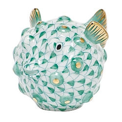 Herend   Animals   Aquatic - Herend Puffer Fish Green