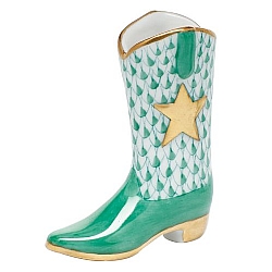 Herend   Home Decor   Accessories - Herend Cowboy Boot Green