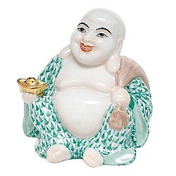 Herend   Home Decor   Figurines - Herend Small Laughing Buddha Green