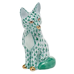 Herend   Animals   Wildlife - Herend Sitting Fox Green