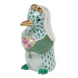 Herend   Animals   Birds - Herend Penguin Bride Green