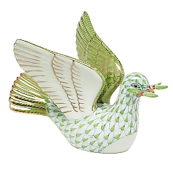 Herend   Animals   Birds - Herend Peace Dove with branch Key lime