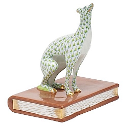 Herend   Animals   Dogs - Herend Greyhound Bookend Right Key lime